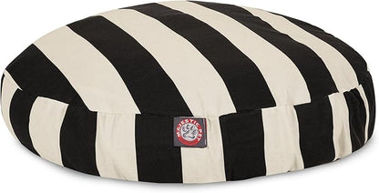 Black Vertical Stripe Medium Round Indoor Outdoor Pet Dog Bed With Removable Washable Cover By Majestic Pet Products