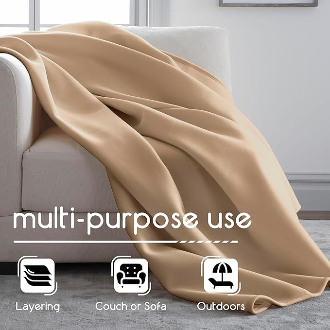 Vellux Original Queen Blanket - Soft Nylon Insulated Blanket for Bed Couch - Lightweight Machine Washable All Season - Pet Friendly Durable Wont Pill or Lint - 90x90 – Beige