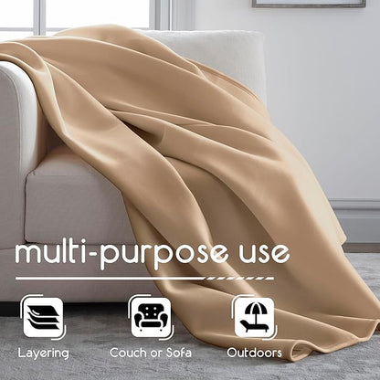 Vellux Original Queen Blanket - Soft Nylon Insulated Blanket for Bed Couch - Lightweight Machine Washable All Season - Pet Friendly Durable Wont Pill or Lint - 90x90 – Beige