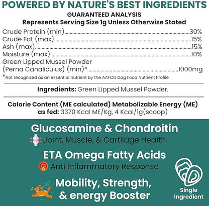 Green Lipped Mussel for Dogs - 6 oz of Green Lipped Mussel Powder for Dogs - Good for Joint and Ligament Health - Made in the USA