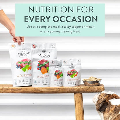 The New Zealand Natural Pet Food Co Woof Freeze Dried Dog Food - Wild Venison, High Protein, Dog Food Topper & Dog Treats, All Life Stages, 1.76 oz