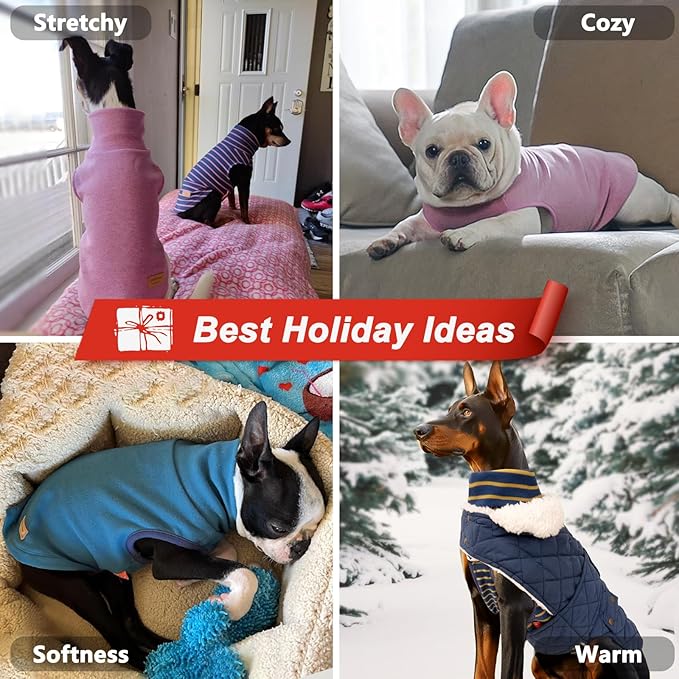 KYEESE 2Pack Dog Sweater Warm Pets Clothes Stretchy Pet Sweatshirt Pullover Small Pets Sweaters Soft Dogs Clothes Turtleneck Pet Coats Dog Sweaters for Small Dogs Girl