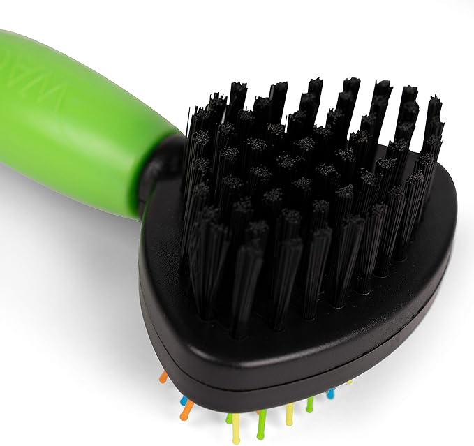 Wags & Wiggles Two-Sided Brush for Small and Long-Haired Dogs | 2-in-1 Bristle and Straight Pin Grooming Supplies for All Dogs