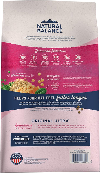 Natural Balance Original Ultra Fat Cats Chicken Meal & Salmon Meal Recipe Low Calorie Dry Cat Food, 6 Pounds