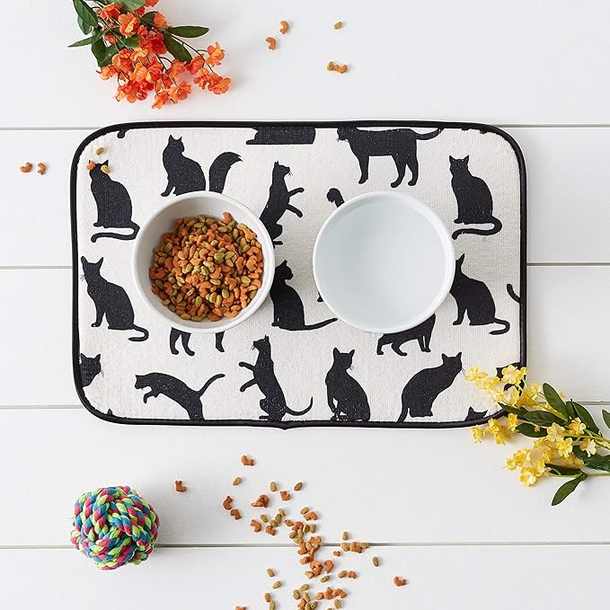 Bone Dry Machine Washable, Ultra Absorbent Pet Mat, 12x18, Cat Silhouette