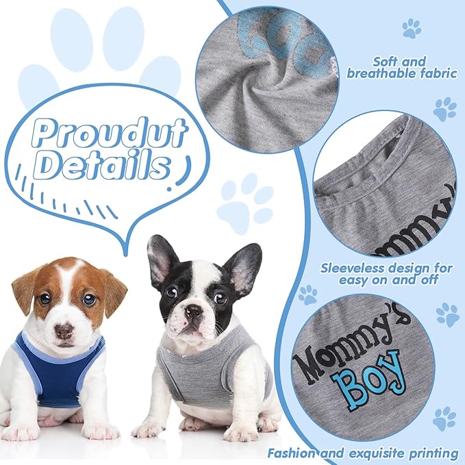 Sadnyy 6 Pack Winter Dog Shirt Boy Pet Clothes Doggy Tee Tank Top Kitten Shirts with Letters for Small Medium Dogs Cats Soft Cozy Chihuahua Vest Apparel for Dog Cat Puppy (Medium)