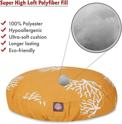 Yellow Coral Medium Round Indoor Outdoor Pet Dog Bed With Removable Washable Cover By Majestic Pet Products