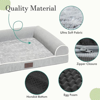 TJSOULER Orthopedic Dog Beds for Small Medium Dogs,Waterproof Lined Egg Crate Foam Pet Bed Mat with Removable and Washable Cover and Non Slip Bottom,Dog Sofa Soft Bed