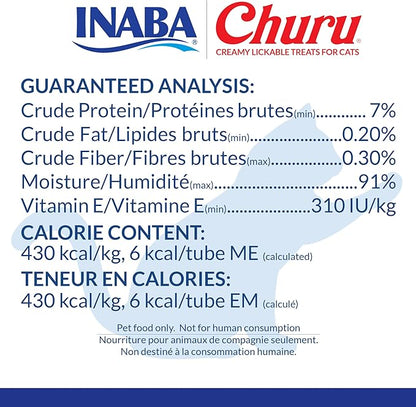 INABA Churu Cat Treats, Lickable, Squeezable Creamy Purée with Vitamin E, 0.5 Ounces per Tube, 120 Tubes Total, Tuna Variety