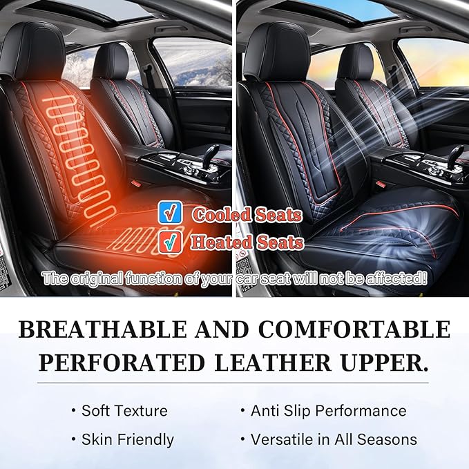 Coverado Car Seat Covers, 2 Packs Front Seat Cover, Faux Leather Waterproof Seat Covers, Driver Seat Covers, Car Seat Protectors, Automotive Seat Covers Accessories Universal Fit Most Vehicles Black
