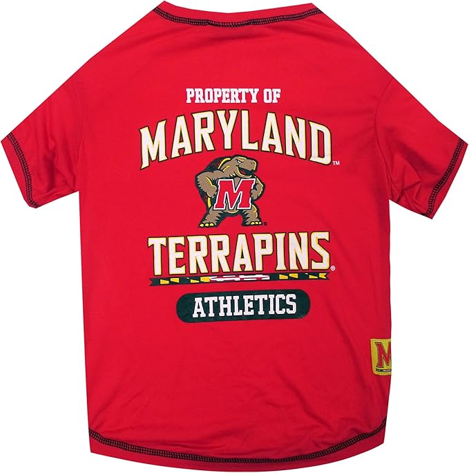 Pets First Collegiate MARYLAND TERRAPINS Dog T-Shirt, Medium. - Licensed Shirt for Pets Team Colored with Team Logos.- Premium Stretchable Materials for the Comfrot of your Dog & Cat.