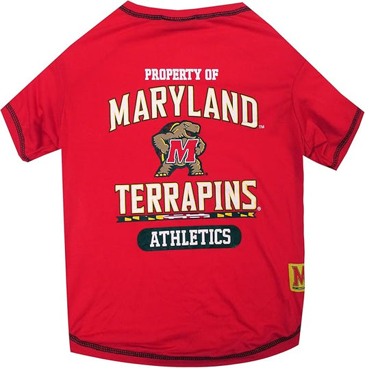 Pets First Collegiate MARYLAND TERRAPINS Dog T-Shirt, Medium. - Licensed Shirt for Pets Team Colored with Team Logos.- Premium Stretchable Materials for the Comfrot of your Dog & Cat.