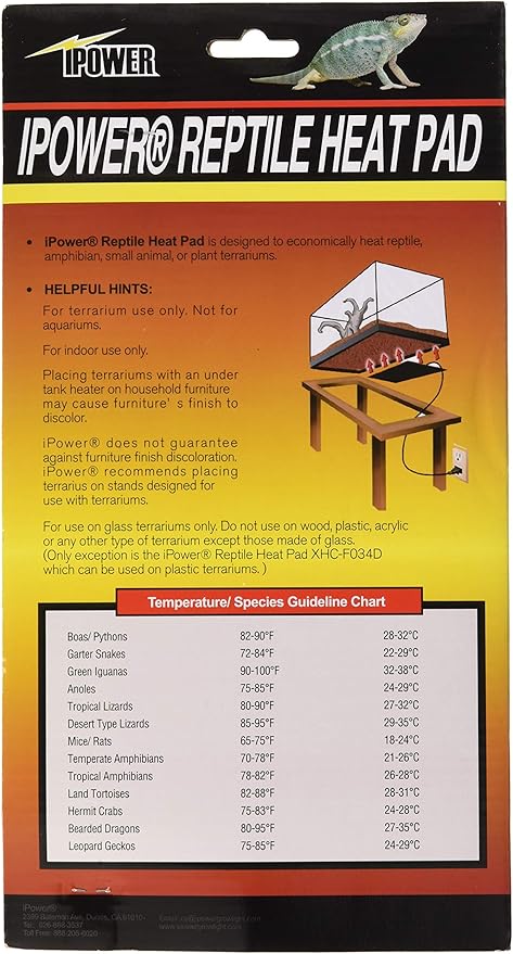 iPower Reptile Heat Pad 6X8 Inch 8W Under Tank Terrarium Warmer Heating Mat for for Turtle, Lizard, Frog, Snake, Reptile, and Other Small Animals (Pack of 4)