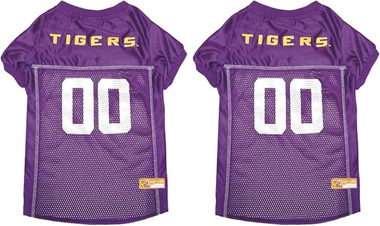 NCAA College Louisiana State University Tigers Mesh Jersey for Dogs & Cats, Small. Licensed Big Dog Jersey with Your Favorite Football/Basketball College Team (Pack of 2)