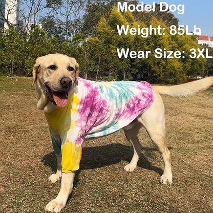 Dog Cotton Colorful Purple Yellow T-Shirts Soft and Stretchy Dog Shirt Pajamas Pets Clothes for Extra Large Dogs(3XL Purple)