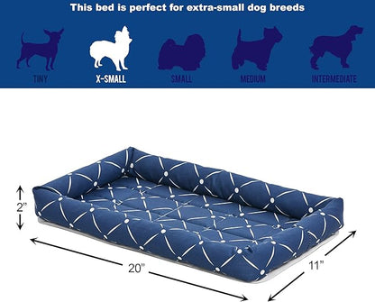 MidWest Homes for Pets 40222-BLD Quiet Time Couture Ashton Bolster Pet Bed, Small Dog/22, Blue
