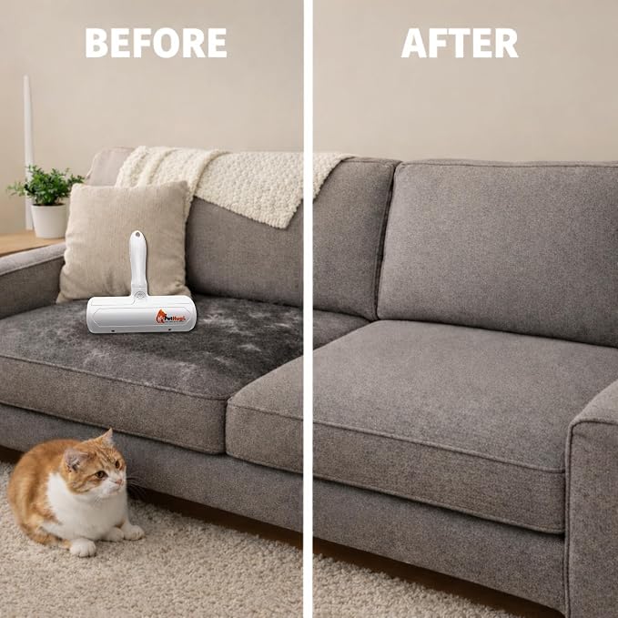 Reusable Pet Hair Remover Roller for Couch & Furniture – Self Cleaning Lint Roller for Dog & Cat Hair, Washable Pet Hair Cleaner for Carpet, Sofa & Bedding