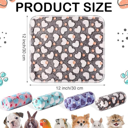 Tudomro 8 Pcs Guinea Pig Blankets Washable Small Pet Fleece Bedding Cage Liners Double Sided Pet Reusable Sleep Mat Pad Cover for Ferret Chinchilla Furniture Protection(Heart,12 x 12 Inch)
