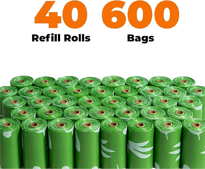 Best Pet Supplies Dog Poop Bags for Waste Refuse Cleanup, Doggy Roll Replacements for Outdoor Puppy Walking and Travel, Leak Proof and Tear Resistant, Thick Plastic - Green (Unscented), 600 Count