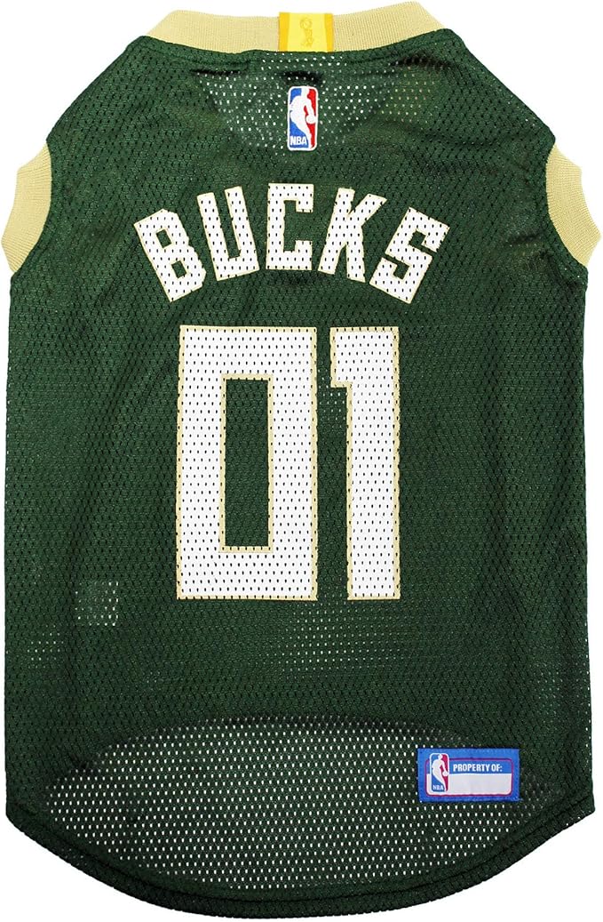 Pets First NBA MILWAUKEE BUCKS DOG Jersey, Small - Tank Top Basketball Pet Jersey