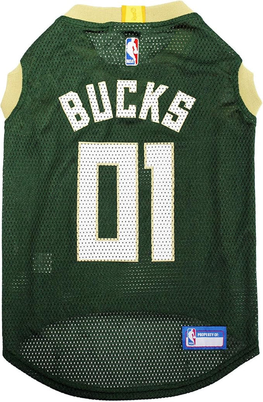 Pets First NBA MILWAUKEE BUCKS DOG Jersey, Medium - Tank Top Basketball Pet Jersey