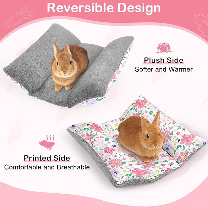 Rabbit Bed 18"X15"Thickened and Soft Bunny Bed Washable Cuddle Cushion Plush Mat Double-Sided Plush Small Pet Flop Mat Cotton Pillow for Rabbit