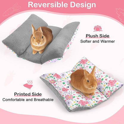 Rabbit Bed 18"X15"Thickened and Soft Bunny Bed Washable Cuddle Cushion Plush Mat Double-Sided Plush Small Pet Flop Mat Cotton Pillow for Rabbit