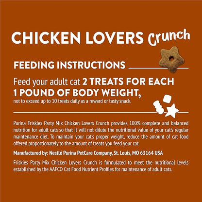 Friskies Purina Cat Treats, Party Mix Chicken Lovers Crunch - 20 Oz. Pouch (Pack of 2)