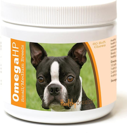 Healthy Breeds Boston Terrier Omega HP Fatty Acid Skin and Coat Support Soft Chews 60 Count