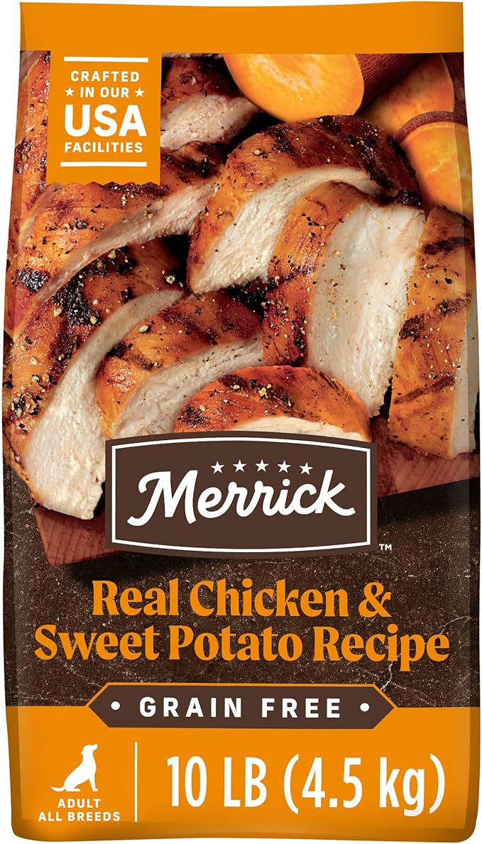 Merrick Premium Grain Free Dry Adult Dog Food, Wholesome And Natural Kibble With Real Chicken And Sweet Potato - 10.0 lb. Bag