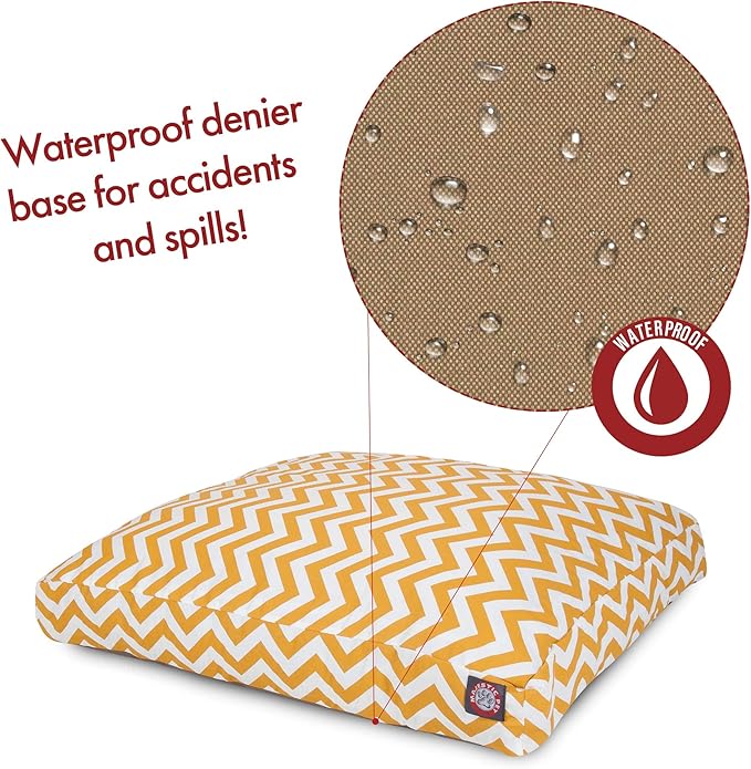 Majestic Pet Chevron Rectangle Dog Bed Washable – Non Slip Comfy Pet Bed – Crate Bed with Removable Washable Cover – Kennel Bed for Sleeping, Polyester Fiber, Medium, Yellow