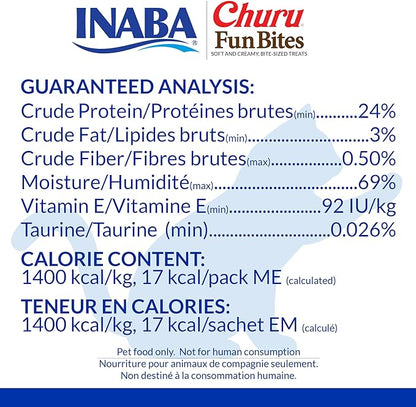 INABA Churu Fun Bites for Cats, Soft & Chewy Cat Treats with Taurine, 0.42 Ounces Each Tetra, 18 Tetras (3 per Bag), Chicken with Pumpkin Recipe