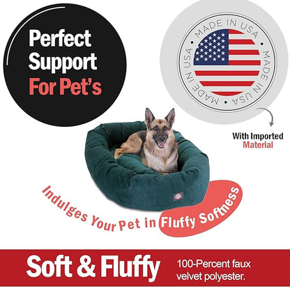 Majestic Pet 52-Inch Calming Donut Dog Bed – XL Washable Round Pet Bed with Micro Velvet – Orthopedic Spine Support for Head & Neck – Soft Fluffy Cuddler for Extra Large Dogs, 52x35x11, Marine