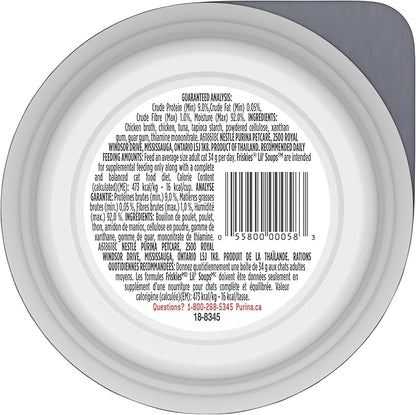 Friskies Purina Natural,Grain Free Lickable Cat Treats Lil’ Soups with Tuna in Chicken Broth - 1.2 oz. Cups,(Pack of 16)