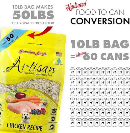 Grandma Lucy's Artisan Dog Food, Grain Free and Freeze-Dried - Artisan Chicken, 3Lb Bag