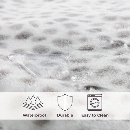 Waterproof Blanket for Bed, Couch, or Car - 60” x 80” Reversible Queen Size Throw Blanket for Reliable Leakproof Furniture Protection - Washable Pet Throws by Lavish Home (Snow Leopard Print)