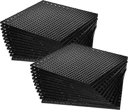 ALEGI 24 Pcs Aquarium Fish Tank Divider Plastic Egg Crate Aquarium Filter Bottom Tray Grid Isolation Board Partition Net Pane Separator (L 24pcs Black)