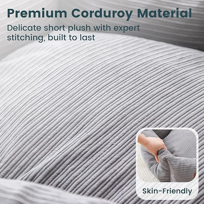 Medium Dog Bed, 30 Inch Washable Corduroy Dog Bed with Removable Cover & Anti-Slip Bottom, Durable Comfort for Medium to Large Dogs up to 45 lbs (Gray)
