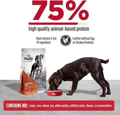 Nulo Freestyle Large Breed Puppy Food - Salmon & Turkey, Dry Grain Free Dog Food for Puppies, Natural, High Protein Kibble with DHA, Probiotics, Calcium & Phosphorus for Healthy Development, 26lb Bag