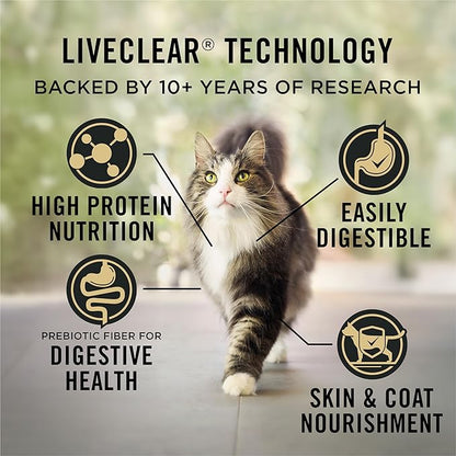 Purina Pro Plan Allergen Reducing, Sensitive Skin & Stomach, High Protein Cat Food, LIVECLEAR Turkey and Oatmeal Formula - 3.2 lb. Bag