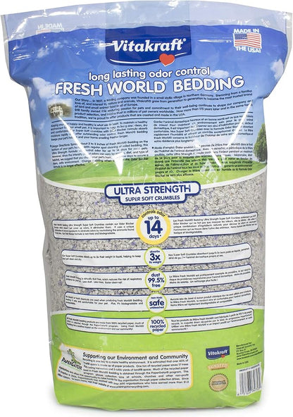 Vitakraft Fresh World Small Animal Bedding - Ultra Strength - Pet Bedding for Litter Boxes and Cages (16 L),Gray, 975 cu in (Pack of 2)