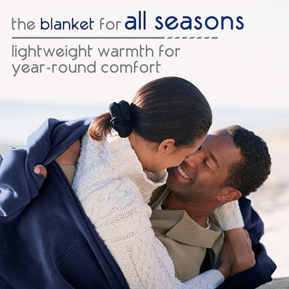 Vellux Original Queen Blanket - Soft Nylon Insulated Blanket for Bed Couch - Lightweight Machine Washable All Season - Pet Friendly Durable Wont Pill or Lint - 90x90 – Navy