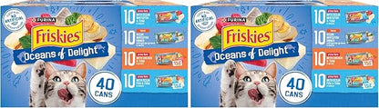 Friskies Purina Wet Cat Food Variety Pack, Oceans of Delight Flaked and Prime Filets - 5.5 oz. Cans (Pack of 80)