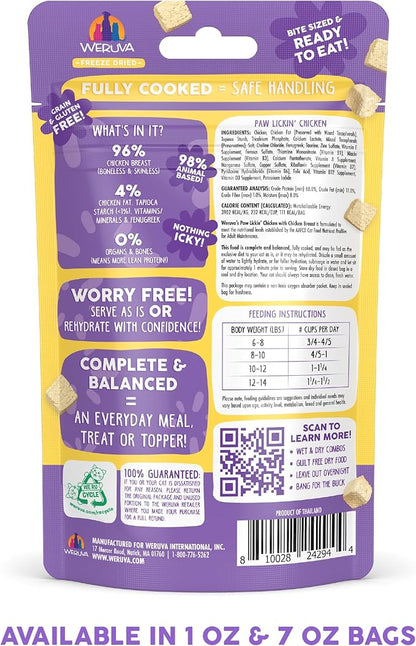 Weruva Cat Freeze Dried, Paw Lickin' Chicken with Chicken Breast, 1oz Bag (Pack of 2)