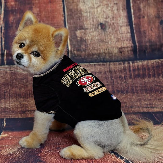 NFL San Francisco 49ers Dog T-shirt Large. - Licensed Shirt for Pets Team Colored with Team Logos- Premium Stretchable Materials for the comfort of your Dog & Cat