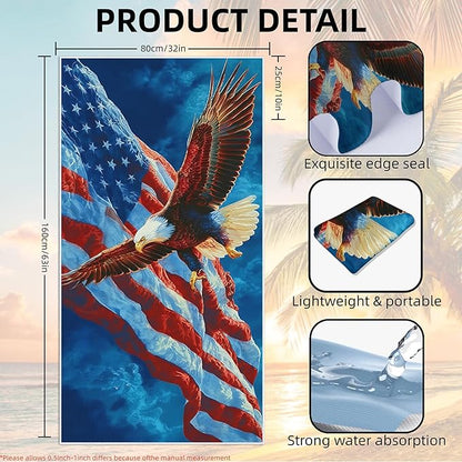 2 Pack Car Towel Seat Covers with Storage Bag, Multifunctional Towel for Gym Outdoor Sport, Picnic, Beach, Pet Dog Travel,Non-Slip Washable Car Seat Protector (Bald Eagle)