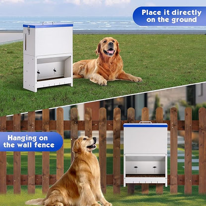 Automatic Dog Feeder Large Breed, Outdoor and Indoor Dog Food Dispenser, Large Capacity Automatic Gravity Feed Dispenser Suitable for Small, Medium, and Large Dog Breeds (Blue)