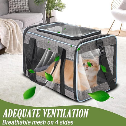Vivicreate Cat Carrier Airline Approved, Soft Sided Pet Carrier for Small Medium Cats Dogs Puppies Up to 15 lbs, Collapsible Dog Carrier with Shoulder Strap, Waterproof Travel Carrier