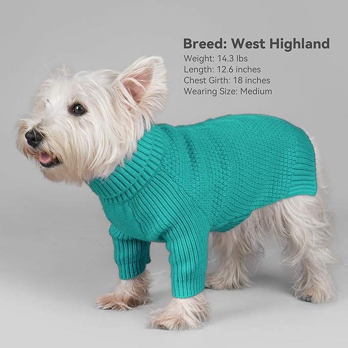 cyeollo Warm Turtleneck Large Dog Sweater, Stretchy & Cozy Knit Doggy Sweater with Sleeves Fall Winter Cold Weather Big Dog Clothes Like Doberman Labrador, Aqua Green XXXL