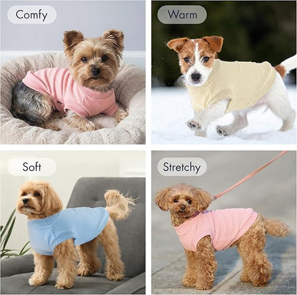 3 Pack Dog Shirt for Small Supplies Functional Waffle Dog Clothes Warm Soft Sweatshirt Outfit for Dogs Cats Pet Apparel
